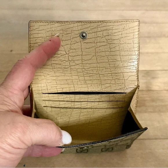 Gucci GG Canvas Monogram French Compact Croc Wallet